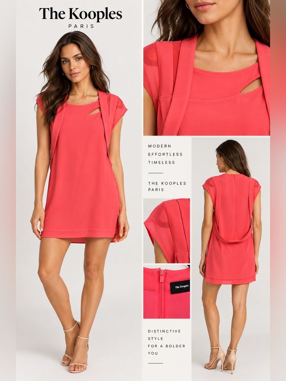 The Kooples Coral-Pink Draped Dress
